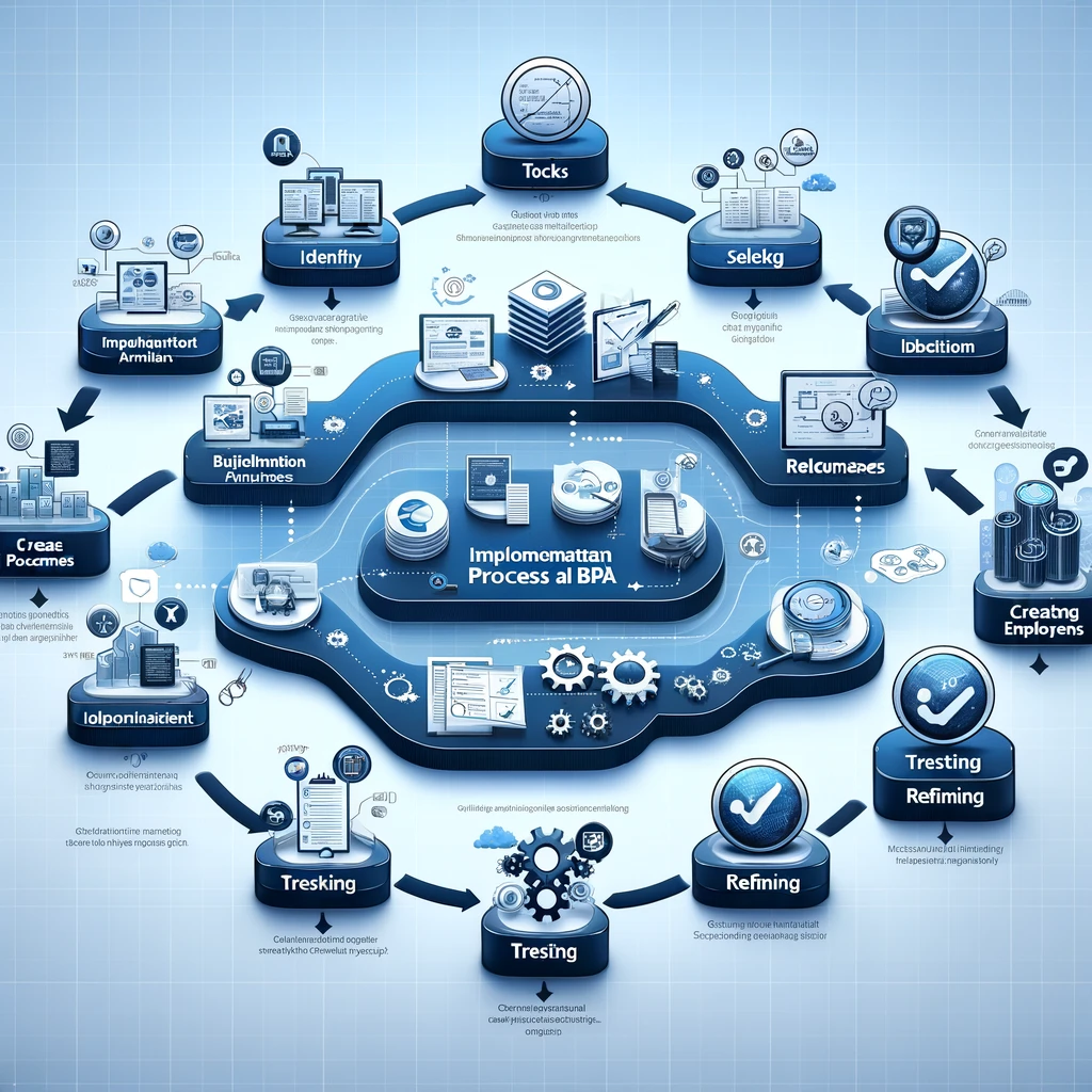 process map graphic visualizing the implementation process of Business Process Automation (BPA)